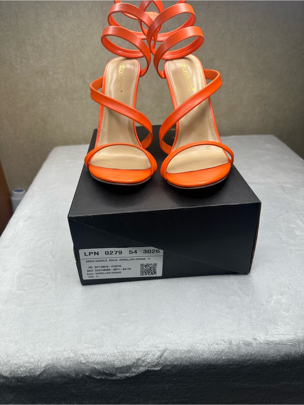 Shoe Dazzle Orange Spiral-Strap Heeled Sandals - Picture 15 of 16